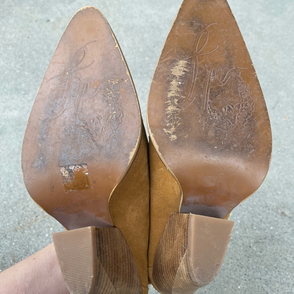 Free People Tan & Mustard Suede Slingback Clogs - Picture 5 of 7